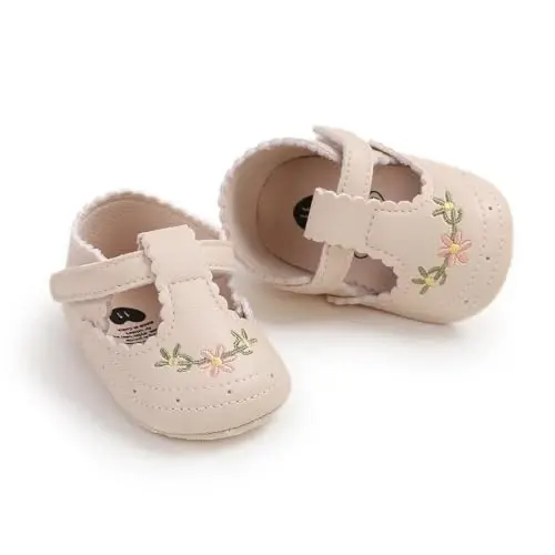 QWZban Baby Shoes Mary Jane Flats Non Slip Soft Sole Infant Toddler Sneakers First Walkers Party Christmas Dress Shoes - 1