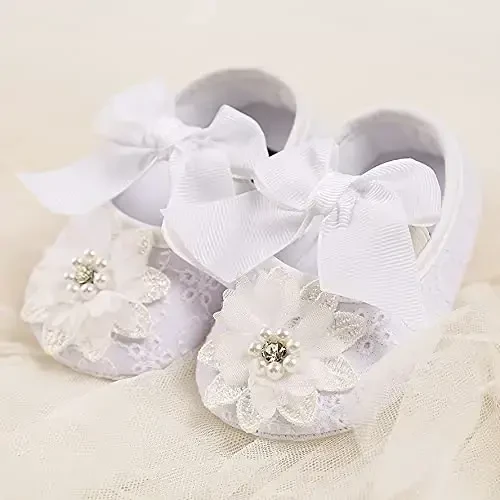 QWZban Baby Shoes Mary Jane Flats Non Slip Soft Sole Infant Toddler Sneakers First Walkers Party Christmas Dress Shoes - 2