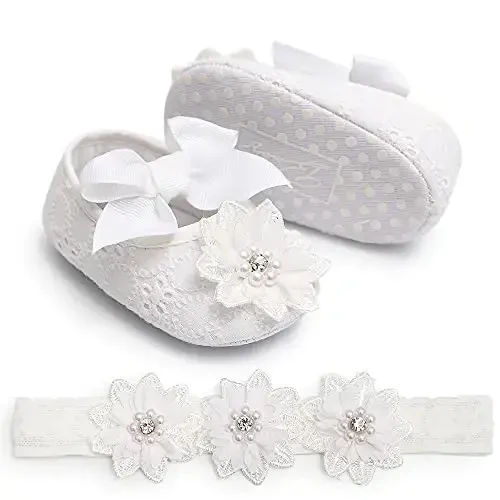 QWZban Baby Shoes Mary Jane Flats Non Slip Soft Sole Infant Toddler Sneakers First Walkers Party Christmas Dress Shoes - 5