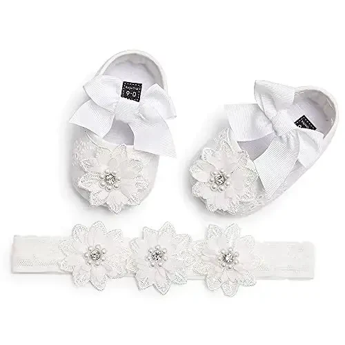 QWZban Baby Shoes Mary Jane Flats Non Slip Soft Sole Infant Toddler Sneakers First Walkers Party Christmas Dress Shoes - 6