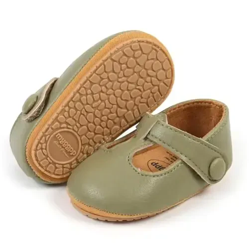 QWZban Baby Shoes Mary Jane Flats Non Slip Soft Sole Infant Toddler Sneakers First Walkers Party Christmas Dress Shoes - 3