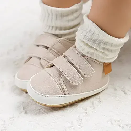QWZban Baby Shoes Mary Jane Flats Non Slip Soft Sole Infant Toddler Sneakers First Walkers Party Christmas Dress Shoes - 3