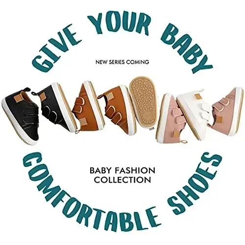 QWZban Baby Shoes Mary Jane Flats Non Slip Soft Sole Infant Toddler Sneakers First Walkers Party Christmas Dress Shoes - 6