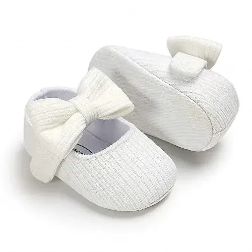 QWZban Baby Shoes Mary Jane Flats Non Slip Soft Sole Infant Toddler Sneakers First Walkers Party Christmas Dress Shoes - 4