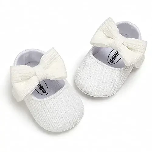 QWZban Baby Shoes Mary Jane Flats Non Slip Soft Sole Infant Toddler Sneakers First Walkers Party Christmas Dress Shoes - 5