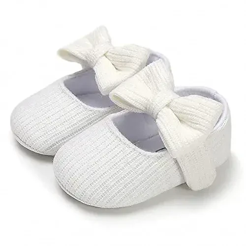 QWZban Baby Shoes Mary Jane Flats Non Slip Soft Sole Infant Toddler Sneakers First Walkers Party Christmas Dress Shoes - 6