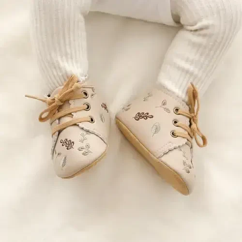 QWZban Baby Shoes Mary Jane Flats Non Slip Soft Sole Infant Toddler Sneakers First Walkers Party Christmas Dress Shoes - QWZBAN (1)
