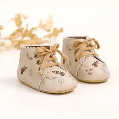 QWZban Baby Shoes Mary Jane Flats Non Slip Soft Sole Infant Toddler Sneakers First Walkers Party Christmas Dress Shoes - 4