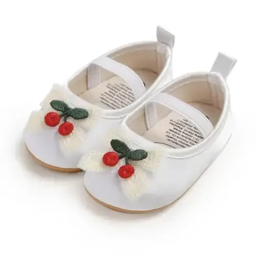 QWZban Baby Shoes Mary Jane Flats Non Slip Soft Sole Infant Toddler Sneakers First Walkers Party Christmas Dress Shoes - 6