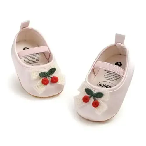 QWZban Baby Shoes Mary Jane Flats Non Slip Soft Sole Infant Toddler Sneakers First Walkers Party Christmas Dress Shoes - 6
