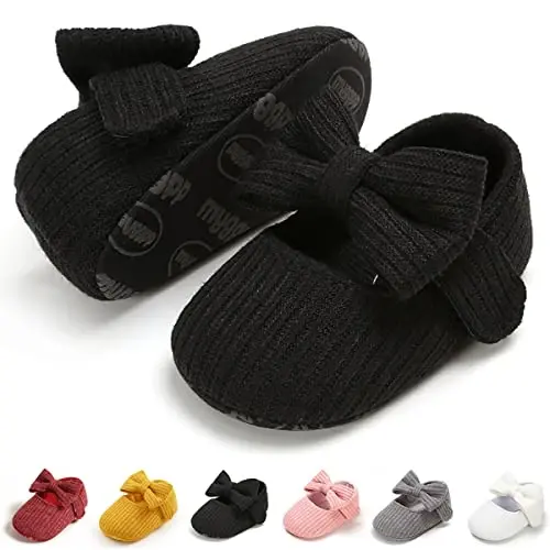 QWZban Baby Shoes Mary Jane Flats Non Slip Soft Sole Infant Toddler Sneakers First Walkers Party Christmas Dress Shoes - QWZBAN