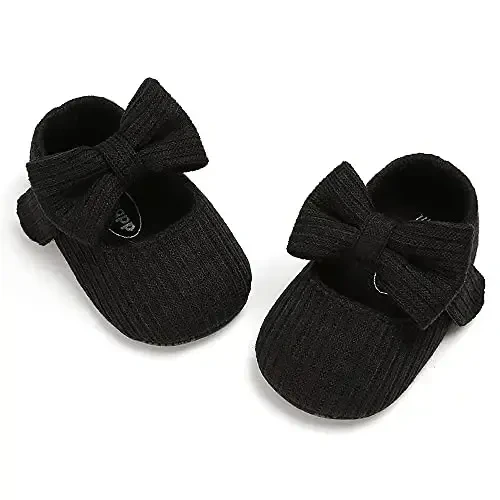 QWZban Baby Shoes Mary Jane Flats Non Slip Soft Sole Infant Toddler Sneakers First Walkers Party Christmas Dress Shoes - 4