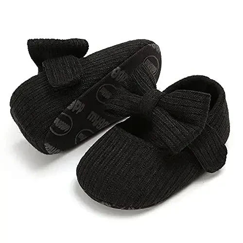 QWZban Baby Shoes Mary Jane Flats Non Slip Soft Sole Infant Toddler Sneakers First Walkers Party Christmas Dress Shoes - 5