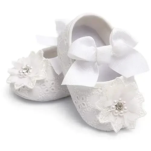 QWZban Baby Shoes Mary Jane Flats Non Slip Soft Sole Infant Toddler Sneakers First Walkers Party Christmas Dress Shoes - 1