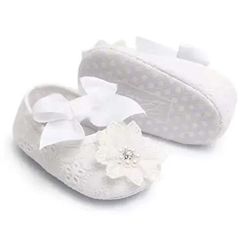 QWZban Baby Shoes Mary Jane Flats Non Slip Soft Sole Infant Toddler Sneakers First Walkers Party Christmas Dress Shoes - 5