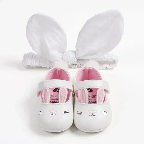QWZban Baby Shoes Mary Jane Flats Non Slip Soft Sole Infant Toddler Sneakers First Walkers Party Christmas Dress Shoes - 5