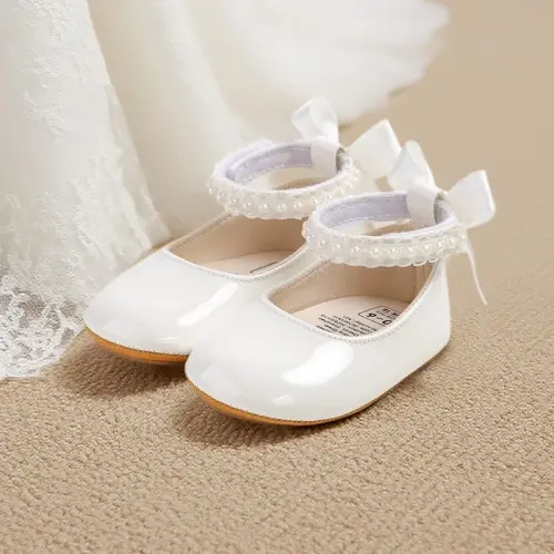 QWZban Baby Shoes Mary Jane Flats Non Slip Soft Sole Infant Toddler Sneakers First Walkers Party Christmas Dress Shoes - 3