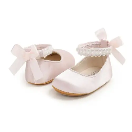 QWZban Baby Shoes Mary Jane Flats Non Slip Soft Sole Infant Toddler Sneakers First Walkers Party Christmas Dress Shoes - 6