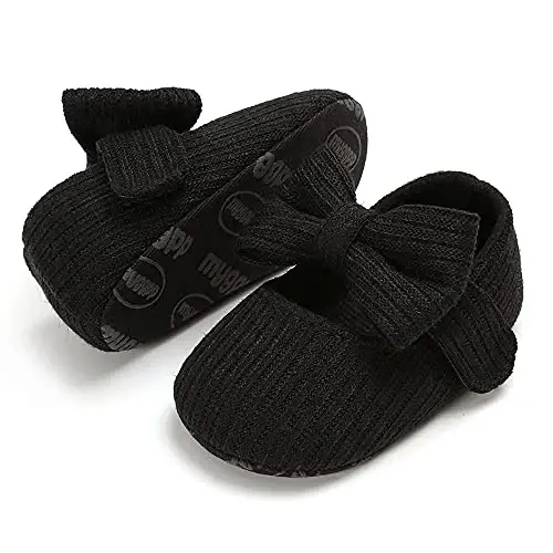 QWZban Baby Shoes Mary Jane Flats Non Slip Soft Sole Infant Toddler Sneakers First Walkers Party Christmas Dress Shoes - 5