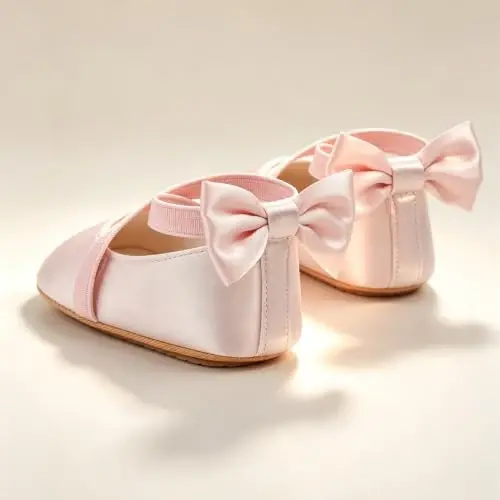 QWZban Baby Shoes Mary Jane Flats Non Slip Soft Sole Infant Toddler Sneakers First Walkers Party Christmas Dress Shoes - 6