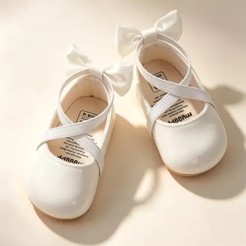 QWZban Baby Shoes Mary Jane Flats Non Slip Soft Sole Infant Toddler Sneakers First Walkers Party Christmas Dress Shoes - 6