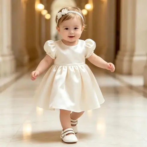 QWZban Baby Shoes Mary Jane Flats Non Slip Soft Sole Infant Toddler Sneakers First Walkers Party Christmas Dress Shoes - 3
