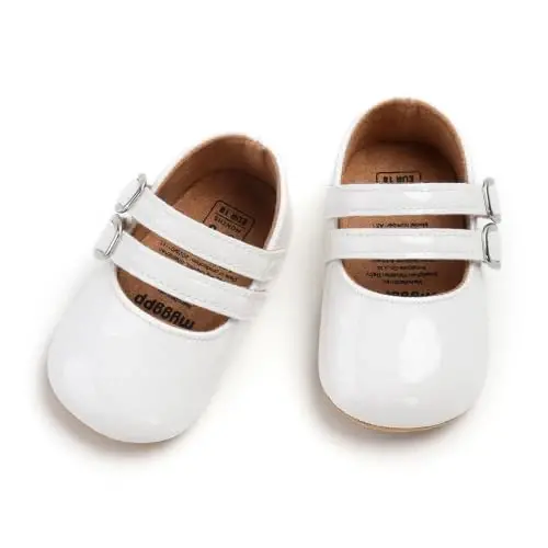 QWZban Baby Shoes Mary Jane Flats Non Slip Soft Sole Infant Toddler Sneakers First Walkers Party Christmas Dress Shoes - 5