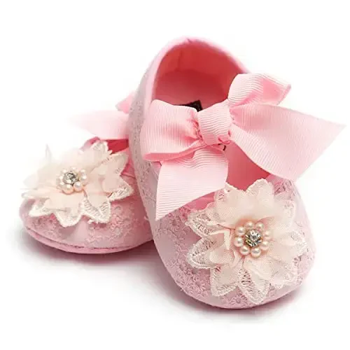 QWZban Baby Shoes Mary Jane Flats Non Slip Soft Sole Infant Toddler Sneakers First Walkers Party Christmas Dress Shoes - QWZBAN