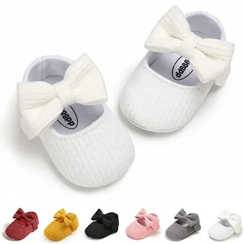 QWZban Baby Shoes Mary Jane Flats Non Slip Soft Sole Infant Toddler Sneakers First Walkers Party Christmas Dress Shoes - 1