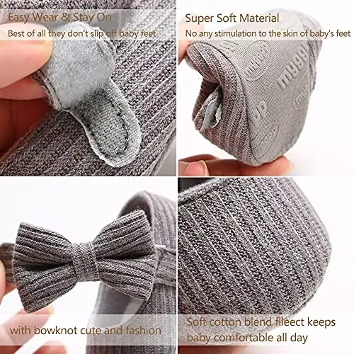 QWZban Baby Shoes Mary Jane Flats Non Slip Soft Sole Infant Toddler Sneakers First Walkers Party Christmas Dress Shoes - 3