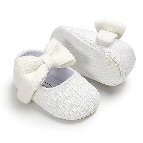 QWZban Baby Shoes Mary Jane Flats Non Slip Soft Sole Infant Toddler Sneakers First Walkers Party Christmas Dress Shoes - 4