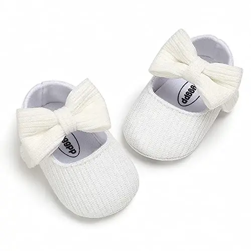 QWZban Baby Shoes Mary Jane Flats Non Slip Soft Sole Infant Toddler Sneakers First Walkers Party Christmas Dress Shoes - 5