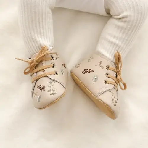 QWZban Baby Shoes Mary Jane Flats Non Slip Soft Sole Infant Toddler Sneakers First Walkers Party Christmas Dress Shoes - 2