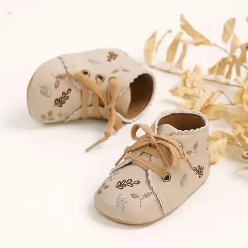 QWZban Baby Shoes Mary Jane Flats Non Slip Soft Sole Infant Toddler Sneakers First Walkers Party Christmas Dress Shoes - 6