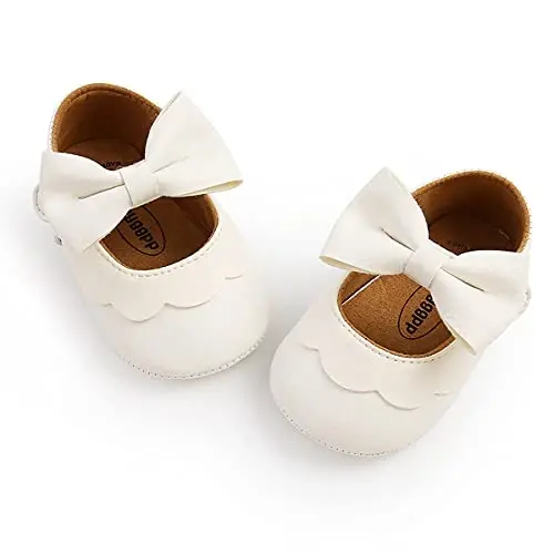 QWZban Baby Shoes Mary Jane Flats Non Slip Soft Sole Infant Toddler Sneakers First Walkers Party Christmas Dress Shoes - 4