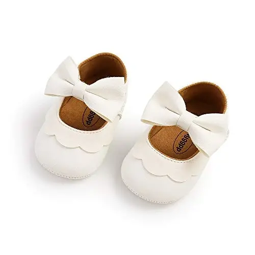 QWZban Baby Shoes Mary Jane Flats Non Slip Soft Sole Infant Toddler Sneakers First Walkers Party Christmas Dress Shoes - 6