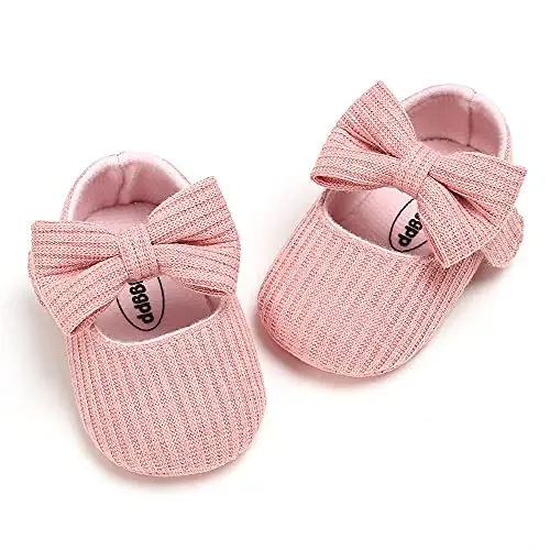 QWZban Baby Shoes Mary Jane Flats Non Slip Soft Sole Infant Toddler Sneakers First Walkers Party Christmas Dress Shoes - 5