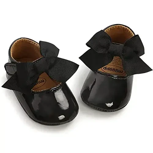 QWZban Baby Shoes Mary Jane Flats Non Slip Soft Sole Infant Toddler Sneakers First Walkers Party Christmas Dress Shoes 