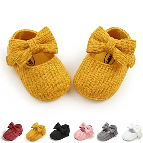 QWZban Baby Shoes Mary Jane Flats Non Slip Soft Sole Infant Toddler Sneakers First Walkers Party Christmas Dress Shoes - 1