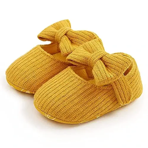 QWZban Baby Shoes Mary Jane Flats Non Slip Soft Sole Infant Toddler Sneakers First Walkers Party Christmas Dress Shoes - 6