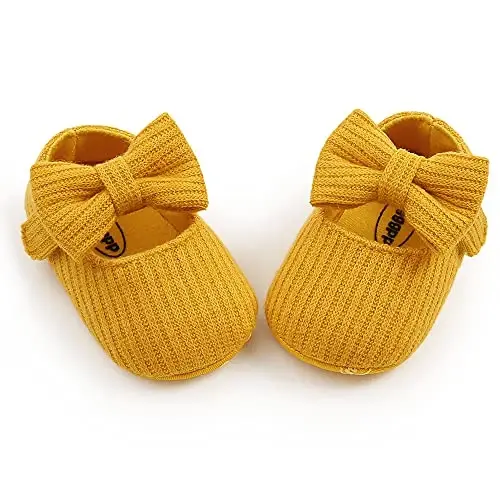 QWZban Baby Shoes Mary Jane Flats Non Slip Soft Sole Infant Toddler Sneakers First Walkers Party Christmas Dress Shoes - 5