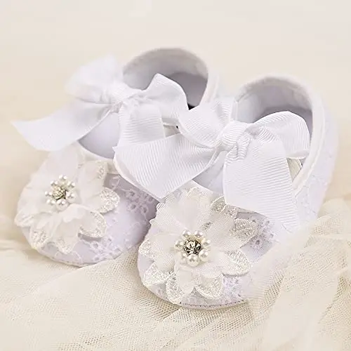QWZban Baby Shoes Mary Jane Flats Non Slip Soft Sole Infant Toddler Sneakers First Walkers Party Christmas Dress Shoes - 2