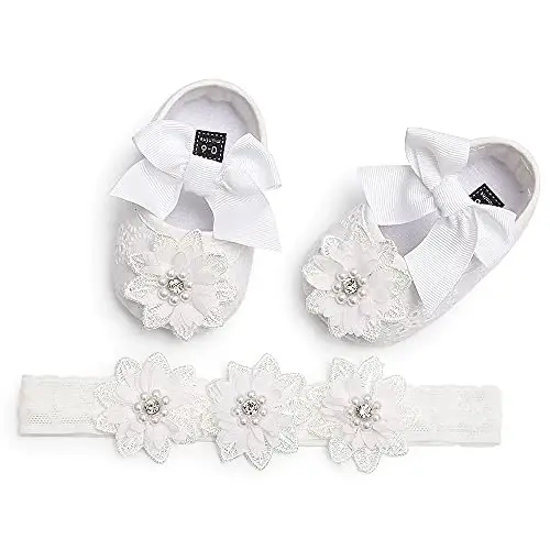 QWZban Baby Shoes Mary Jane Flats Non Slip Soft Sole Infant Toddler Sneakers First Walkers Party Christmas Dress Shoes - 6