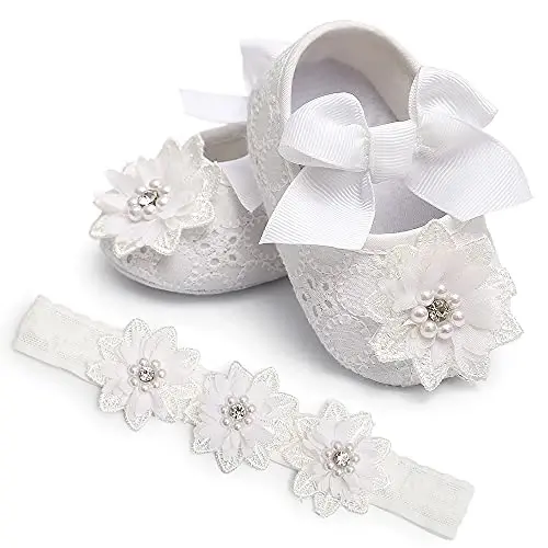 QWZban Baby Shoes Mary Jane Flats Non Slip Soft Sole Infant Toddler Sneakers First Walkers Party Christmas Dress Shoes - 1