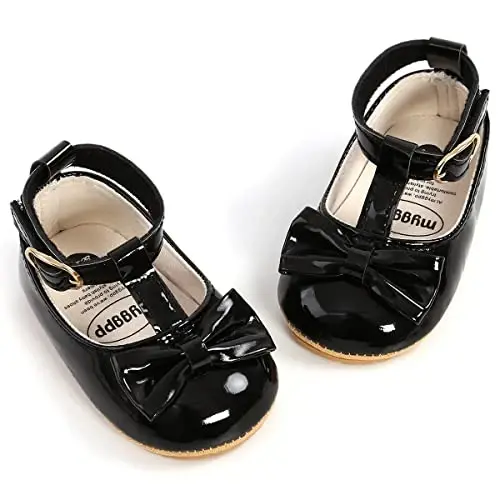 QWZban Baby Shoes Mary Jane Flats Non Slip Soft Sole Infant Toddler Sneakers First Walkers Party Christmas Dress Shoes - QWZBAN