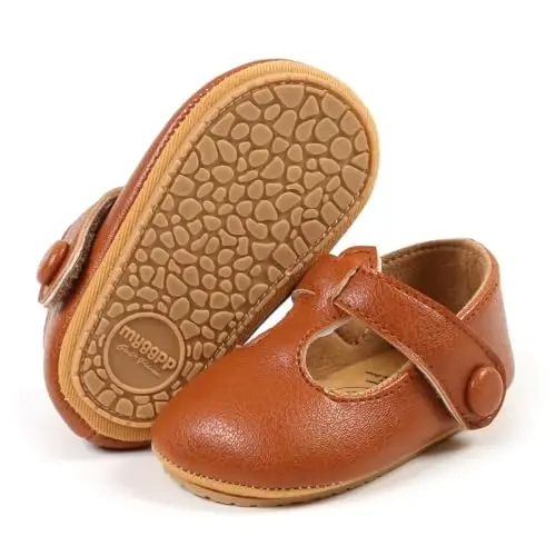 QWZban Baby Shoes Mary Jane Flats Non Slip Soft Sole Infant Toddler Sneakers First Walkers Party Christmas Dress Shoes 