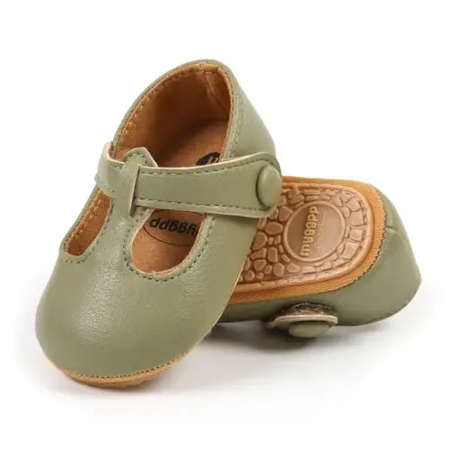 QWZban Baby Shoes Mary Jane Flats Non Slip Soft Sole Infant Toddler Sneakers First Walkers Party Christmas Dress Shoes - 1