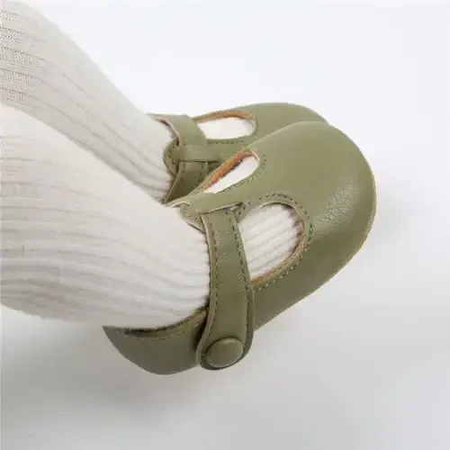 QWZban Baby Shoes Mary Jane Flats Non Slip Soft Sole Infant Toddler Sneakers First Walkers Party Christmas Dress Shoes - QWZBAN (1)