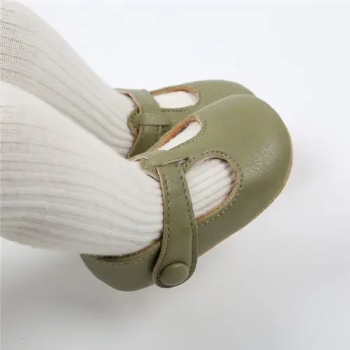 QWZban Baby Shoes Mary Jane Flats Non Slip Soft Sole Infant Toddler Sneakers First Walkers Party Christmas Dress Shoes - 2
