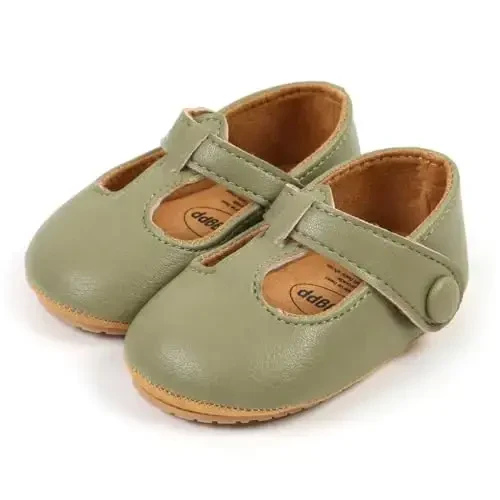 QWZban Baby Shoes Mary Jane Flats Non Slip Soft Sole Infant Toddler Sneakers First Walkers Party Christmas Dress Shoes - 7
